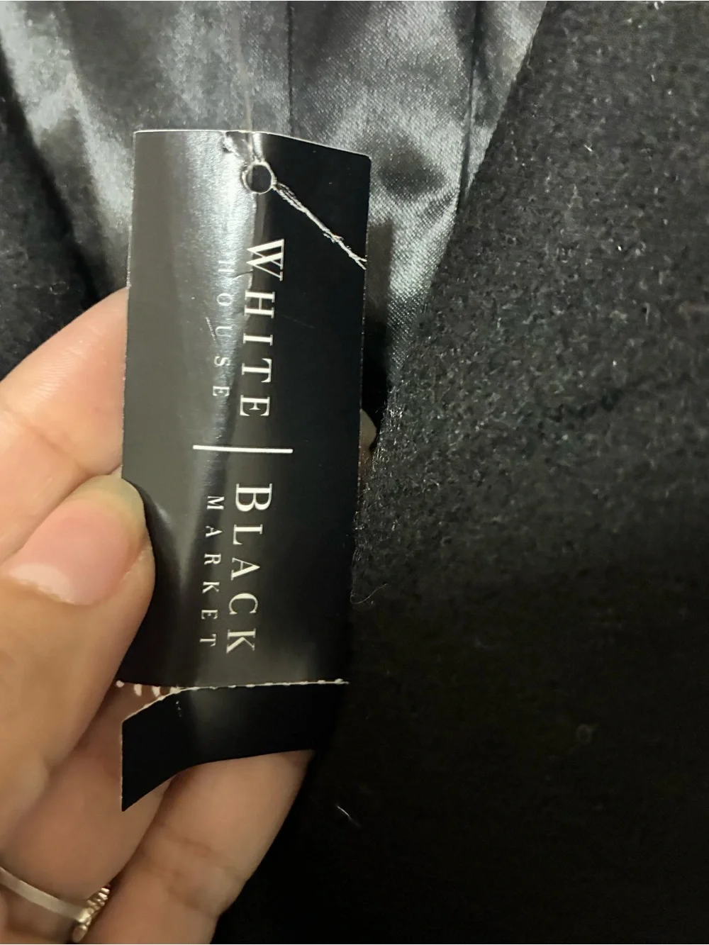 NWT White House Black Market Black Shawl Collar Wool-Blend Wrap Coat w belt